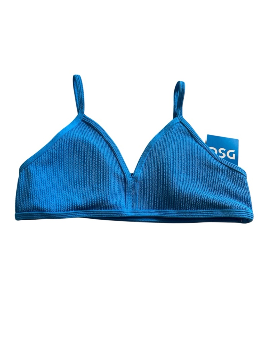 NWT DSG Girls Aqua Blue Textured Bound Bikini Top Size XL